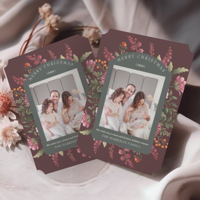 Moody julkort för vintertid Blommigt Gräns Inbjudningar (Skapare uppladdad)