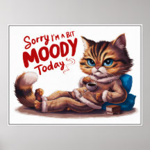 Moody katt av Cute Tecknad i PJ Poster