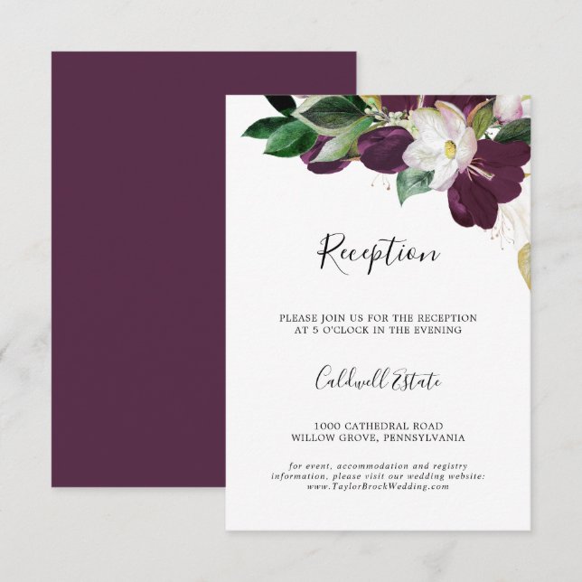 Moody Lila Blodintroduktionskort Infoga kort (Fram/baksida)