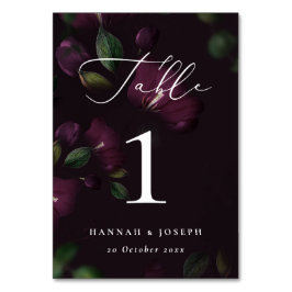 Moody Lila Bloom Gothic Calligraphy Bröllop Bordsnummer