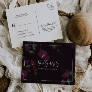 Moody Lila Blooms Mönster Enkel OSA Postkort Inbjudan Vykort