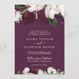Moody Lila Blooms | Plum Formell Bröllop Inbjudningar