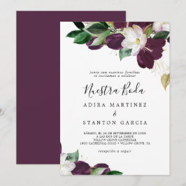 Moody Lila Blooms Spanska Nuestra Boda Inbjudningar