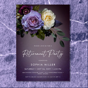 Moody Lila och Lavender Blommigt Pension Party Inbjudningar