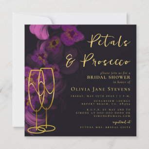 Moody Lila Orchids Petals Prosecco Möhippa Inbjudningar