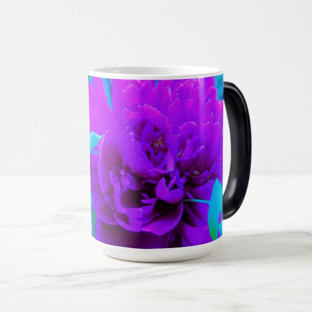 Moody Lila Peony med vackert Foliage Magisk Mugg (Framsida höger)