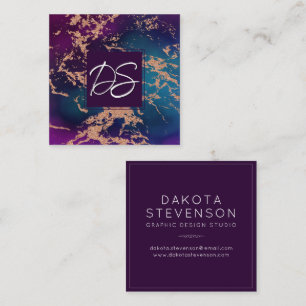 Moody Luxe Marble Djupt Lila och magnetprogram Fyrkantigt Visitkort