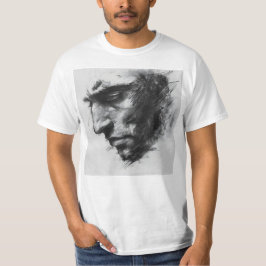Moody mans Ansikte-träkolsketch T Shirt