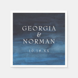 Moody marinblå vattenfärg Bröllop Pappersservett