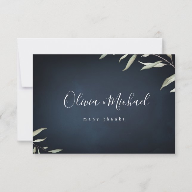 Moody marinens minsta botaniska grej bröllop tack kort (Framsida)