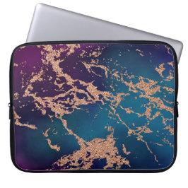 Moody marmor | Deep Luxe Lila Teal Ro Guld Laptop Fodral