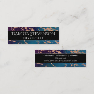 Moody marmor Luxe Deep Lila Teal Guld Branding Mini Visitkort