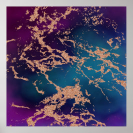 Moody marmor | Luxe Deep Lila Teal Ro Guld Poster