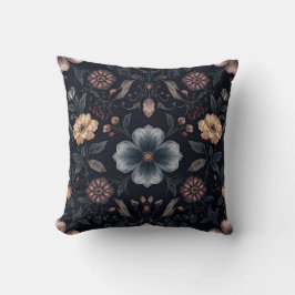 Moody Midnight Dark Botanical Floral  Kudde