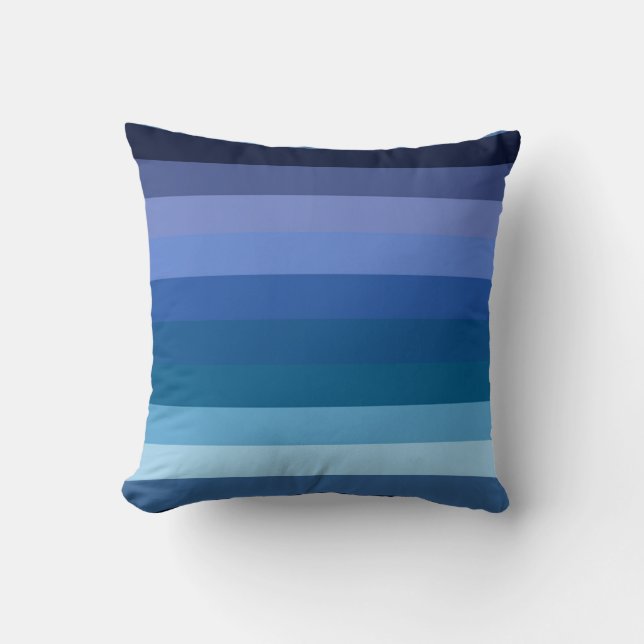 Moody Midnight Ocean Blue Gradient Stripe Pattern Kudde (Framsida)