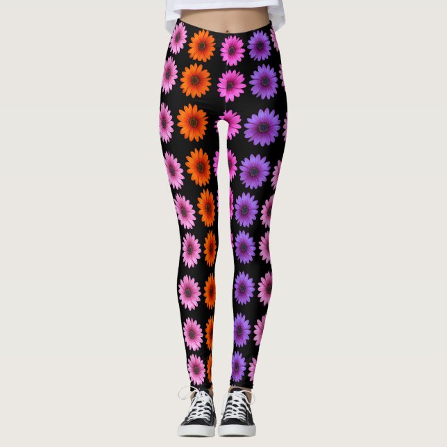 Moody Modern Winter botaniska julsvart Leggings (Framsida)