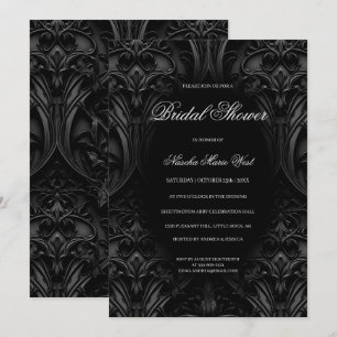 Moody Möhippa för elegant Black Gotham Damask Inbjudningar