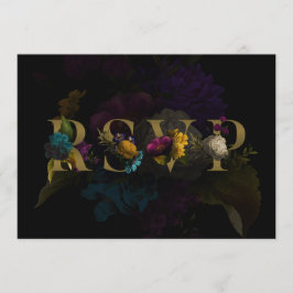 Moody monogram Bröllop OSA-kort för mörk Blommigt Inbjudningar