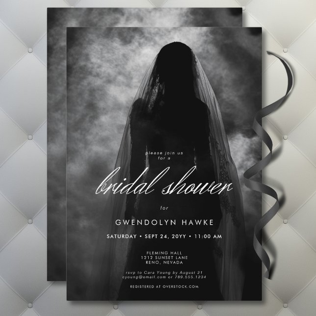 Moody Mörk Ghost Bride in Mist Möhippa Inbjudningar (Moody Dark Ghost Bride in Mist Bridal Shower Invitation)