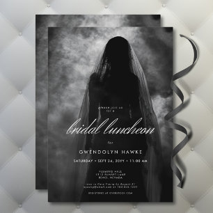 Moody Mörk Ghost Bride in Mist Möhippa Luncheon Inbjudningar