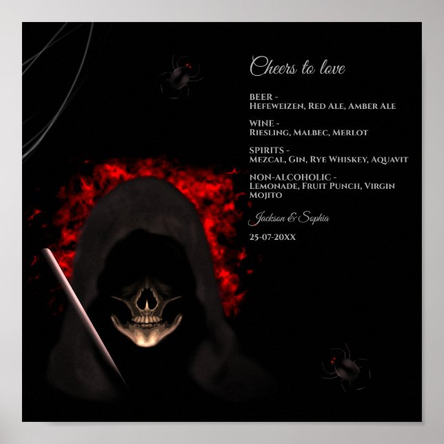 Moody mörk - menyskylt för getskalle poster (Framsidan)