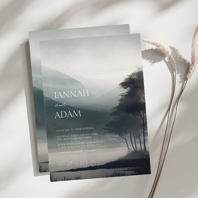 Moody Mörken Aesthetic Woodland Bröllop Inbjudningar (Skapare uppladdad)