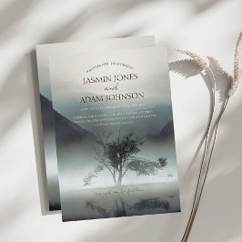 Moody Mörken Aesthetic Woodland Bröllop Inbjudningar