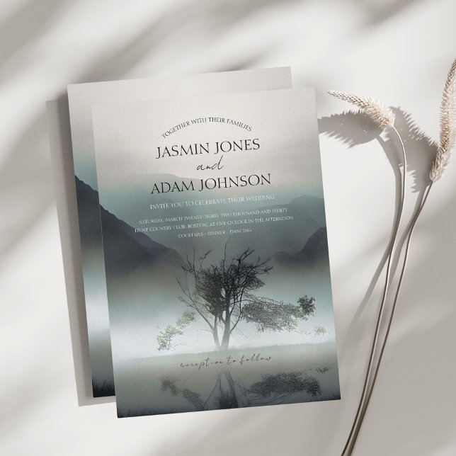 Moody Mörken Aesthetic Woodland Bröllop Inbjudningar (Skapare uppladdad)