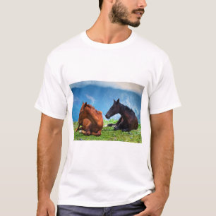 Moody Mountain Hästar: En Finkonst Resa T Shirt
