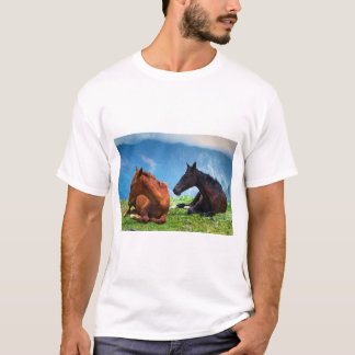 Moody Mountain Hästar: En Finkonst Resa  T Shirt