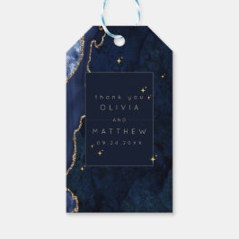 Moody Navy Celestial Bröllop Presentetikett