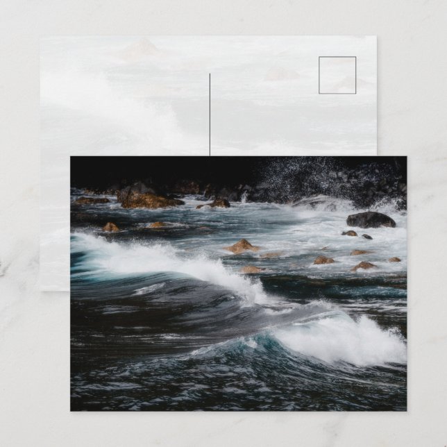 Moody ocean waves, art photo vykort (Fram/baksida)