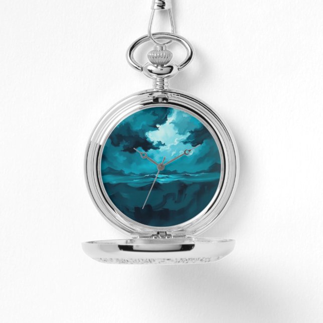 Moody Ocean Waves Under Stormy Sky – Abstract Seas Armbandsur (Framsida)