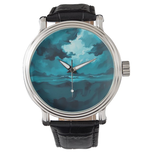 Moody Ocean Waves Under Stormy Sky – Abstract Seas Armbandsur (Framsida)