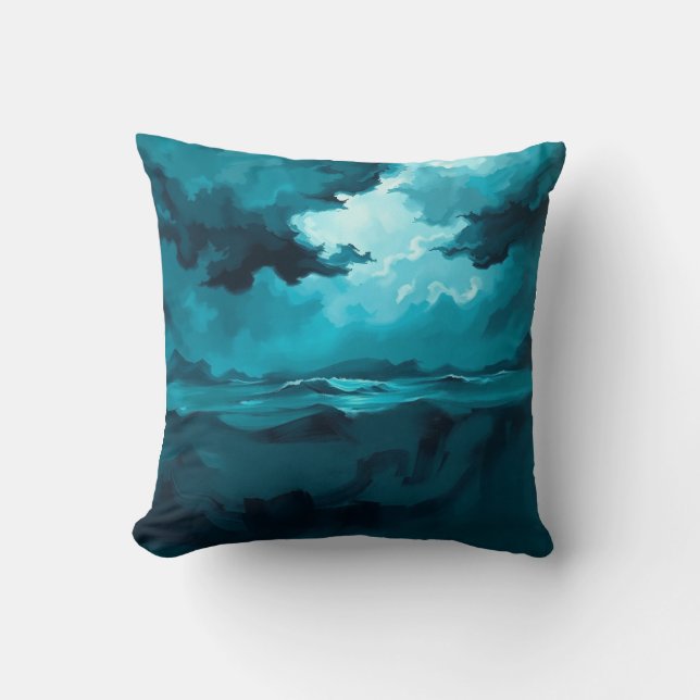 Moody Ocean Waves Under Stormy Sky – Abstract Seas Kudde (Framsida)