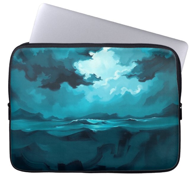Moody Ocean Waves Under Stormy Sky – Abstract Seas Laptop Fodral (Framsidan)