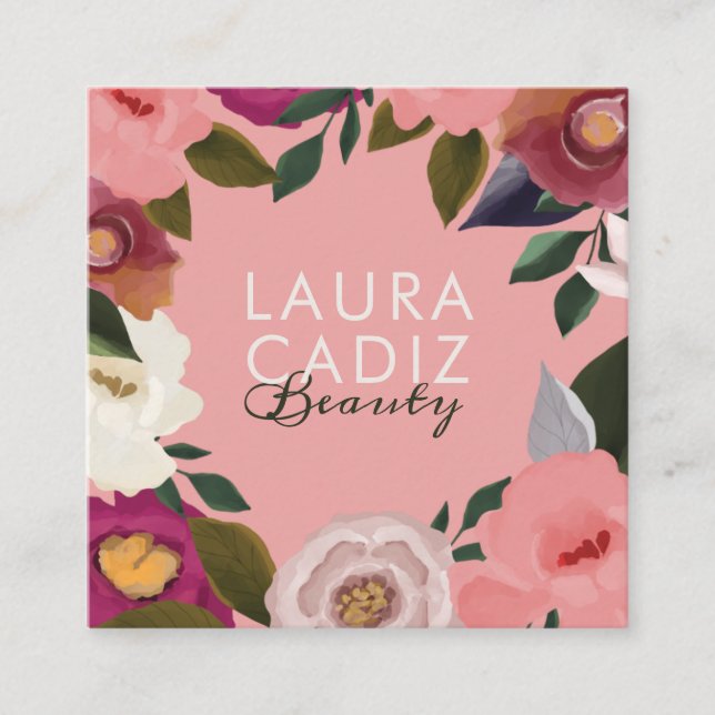 Moody och Elegant Blommigt för vattenfärg Arrangem Fyrkantigt Visitkort (Framsida)
