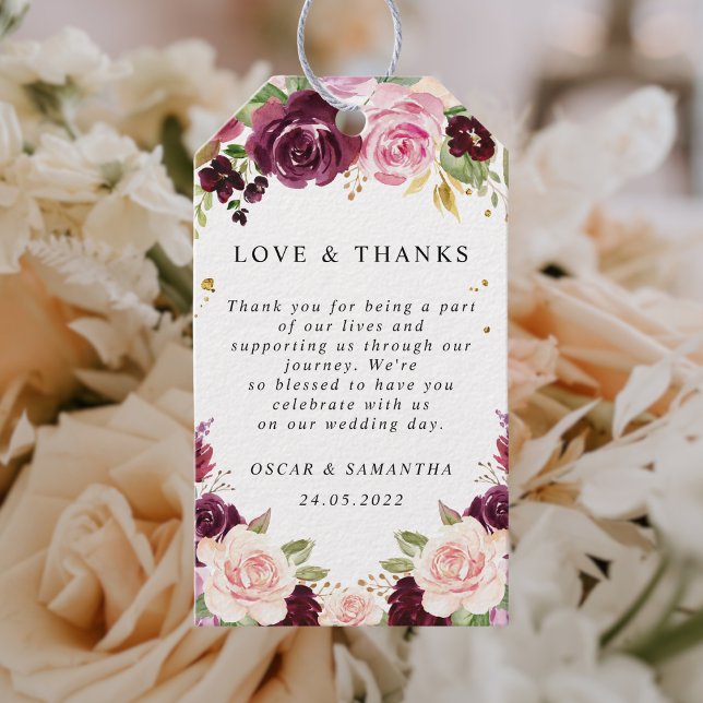 Moody och Rustiga burgundyfärgade vattenblommor oc Presentetikett (Skapare uppladdad)