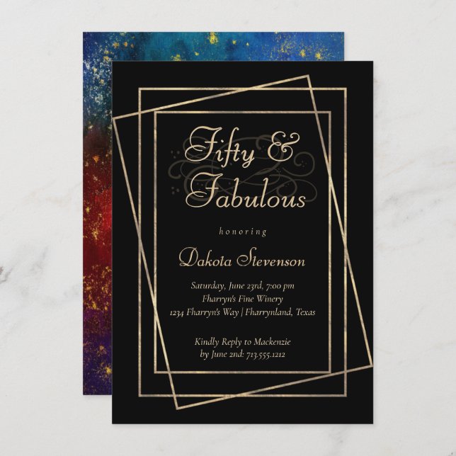 Moody ombudsmannen | Judiska tone Fabulous 50:e fö Inbjudningar (Fram/baksida)