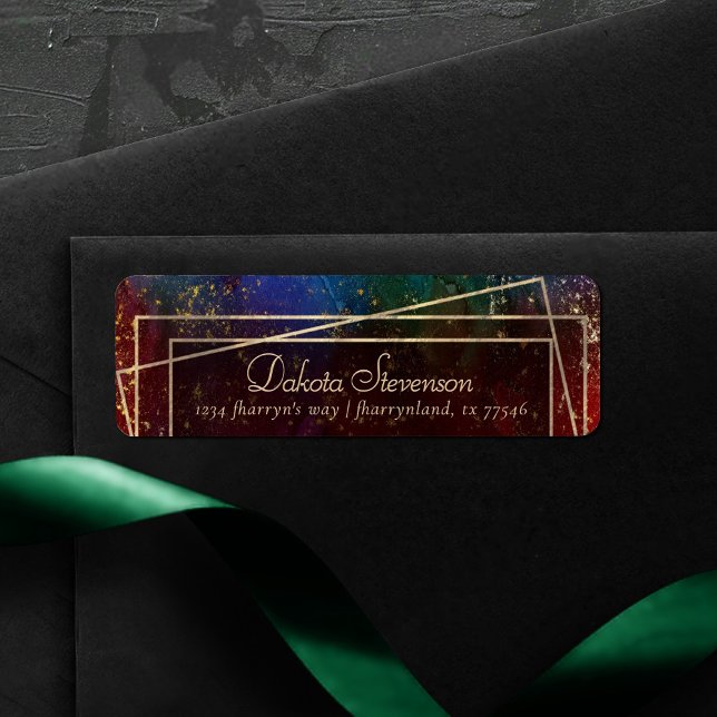 Moody ombudsmannen | Mörk Jewel Tone Guld Ram Adre Returadress Etikett (Skapare uppladdad)