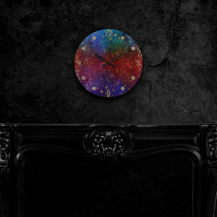 Moody ombudsmannen Psychedelic Grunge Guld Stard Rund Klocka