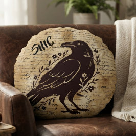 Moody Onyx Mörk Akademi Korp Bokhörna Rund Kudde