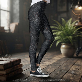 Moody Onyx Victorian Filigree Mörk Akademisk Högti Leggings