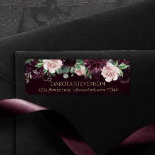 Moody passion Dramatisk Lila Vin Ro Adress Returadress Etikett