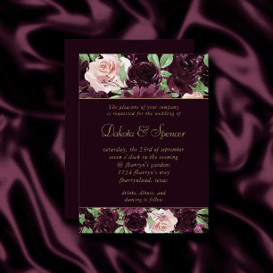 Moody passion Dramatisk Lila Vin Ro Garland Inbjudningar