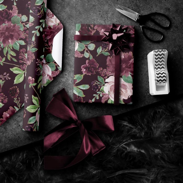 Moody passion | Dramatisk Lila Vin Ro Mönster Presentpapper (Skapare uppladdad)