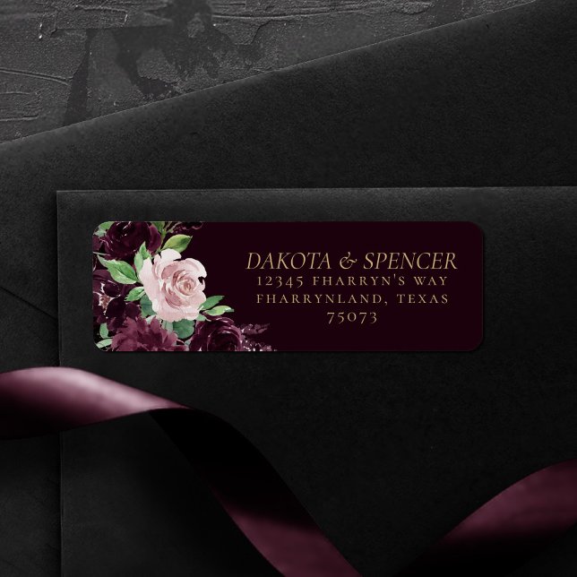 Moody Passion | Dramatisk Lila Vin RosAdress Returadress Etikett (Skapare uppladdad)
