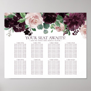 Moody passion Garland-sjökort för Lila Blommigt Poster