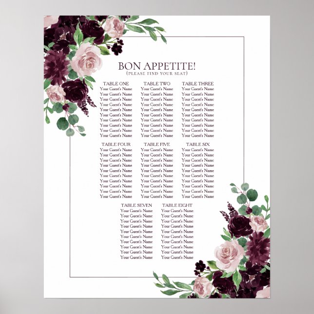 Moody passion | Sätesdiagram för Lila Blommigt Ram Poster (Framsidan)