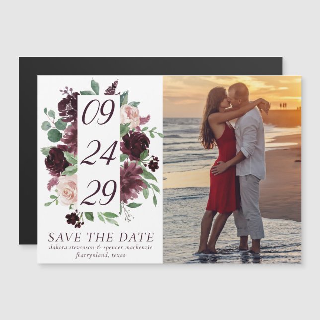 Moody passioner | Dramatic Vin Photo Save Date Magnetisk Inbjudningskort (Fram/baksida)